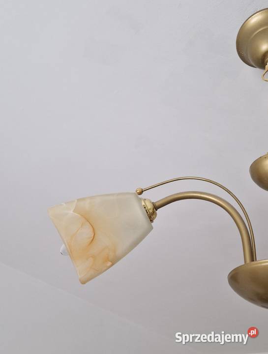 lampa sufitowa wisząca 3 klosze złota mosiądz