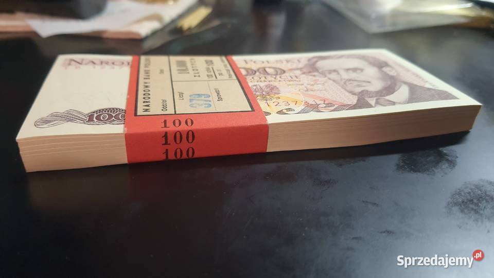 PACZKA 100 x 100 złotych 1986 UNC s TB mazowieckie