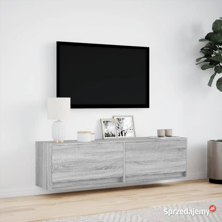 Ścienna szafka TV z LED szary dąb sonoma Warszawa
