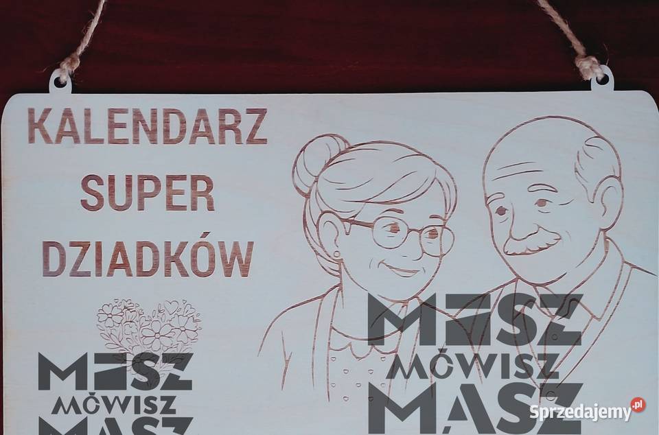 Kalendarz drewniany SUPER na dzień babci i Racot sprzedam