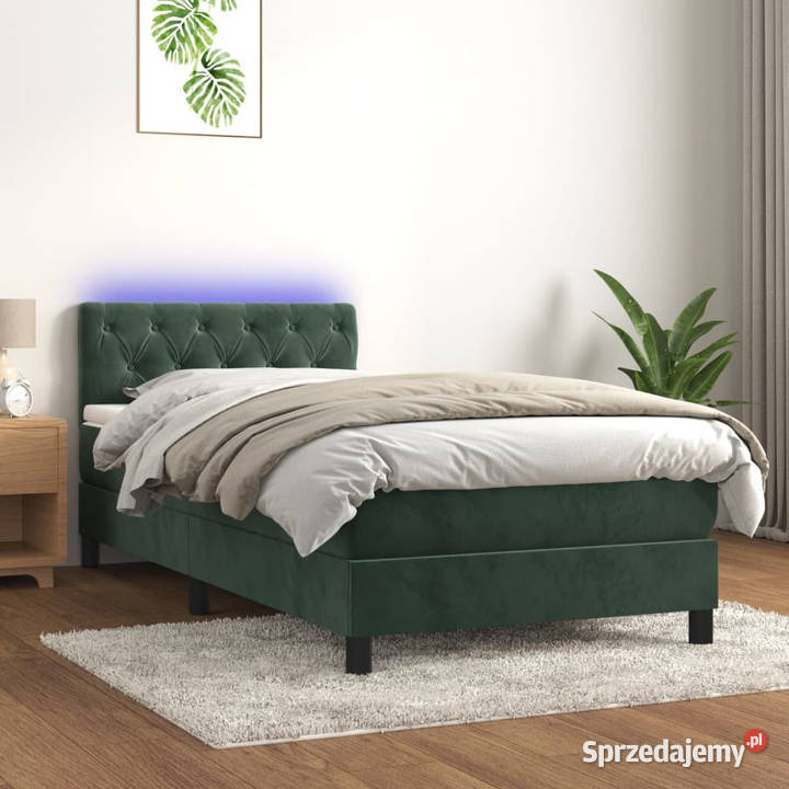 Łóżko kontynentalne z materacem i LED zielony 80cm mazowieckie Warszawa