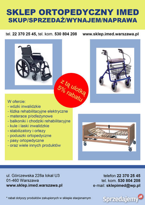 Wypożyczalnia Łóżek Rehabilitacyjnych 600 Sprzęt rehabilitacyjny i ortopedyczny Warszawa sprzedam