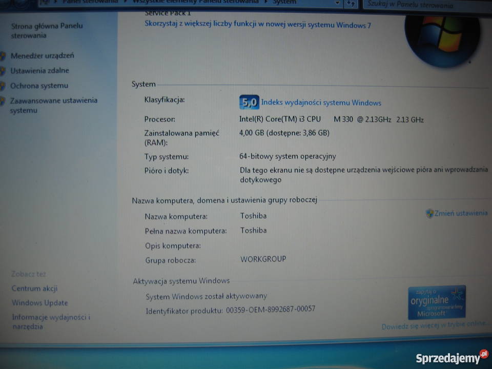 Laptop Toshiba Satellite L500 mocny i zadbany małopolskie Niepołomice