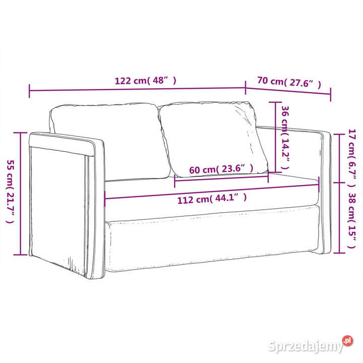 Sofa podłogowa 2w1 niebieska 122x204x55 aksamit Warszawa sprzedam