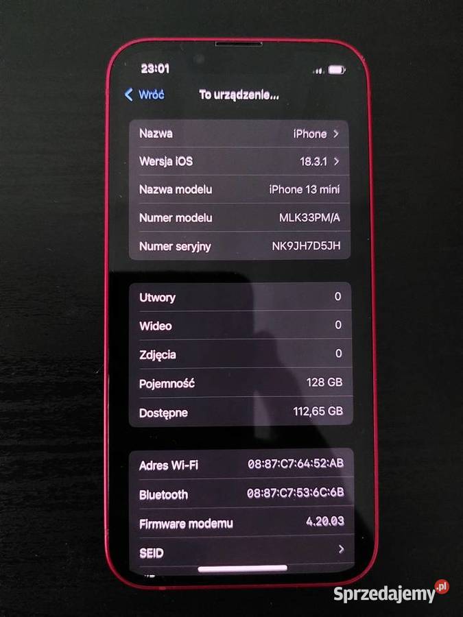 iPhone 13 mini Czerwony 128 GB 80 baterii