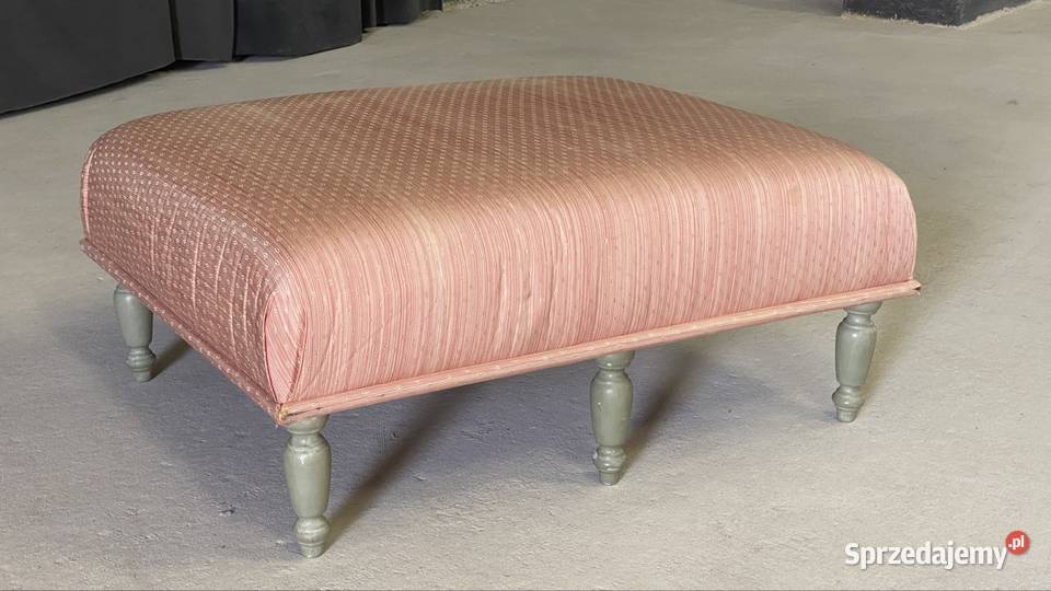 Podnóżek pufa na toczonych nogach vintage Budno