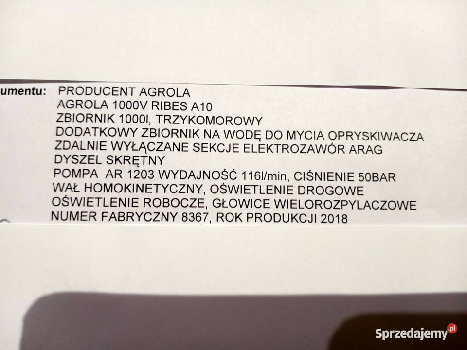 Opryskiwacz Agrola do upraw jagodowych lubelskie Urzędów