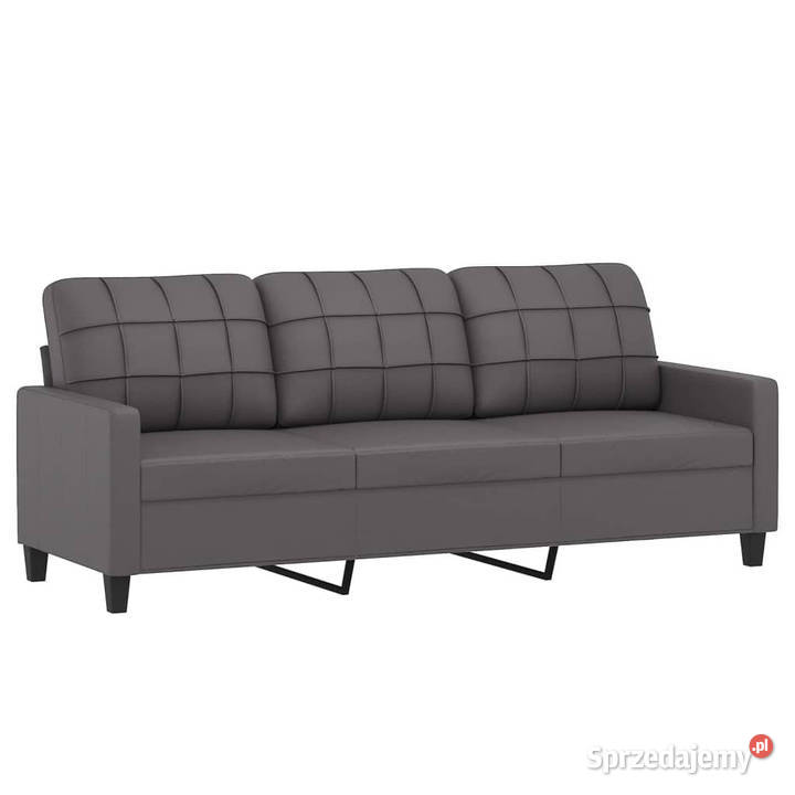 3osobowa sofa z poduszkami szara 180 sztuczna Meble Warszawa