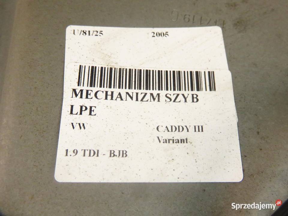 PODNOŚNIK SZYBY LEWY PRZEDNI VW CADDY III osobowe małopolskie