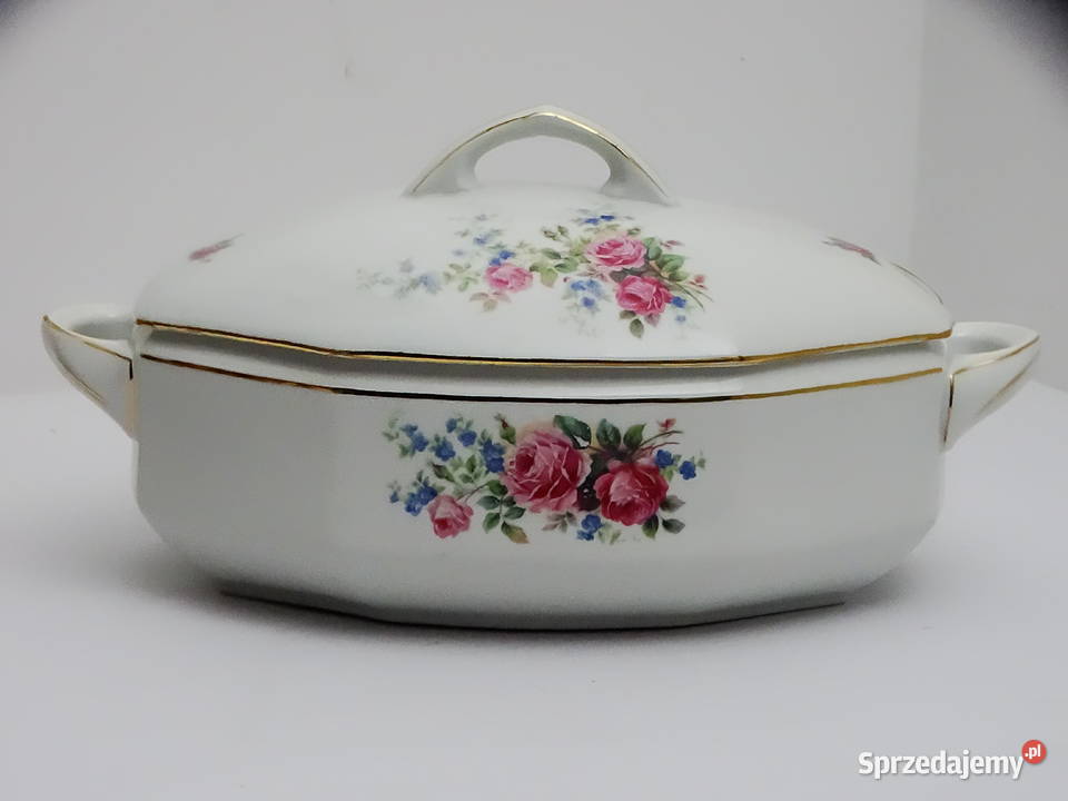 Porcelanowa waza z pokrywką 2 L styl retro z Biłgoraj