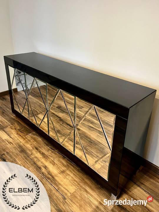 Szklana czarna komoda w stylu Glamour 80cm Warszawa