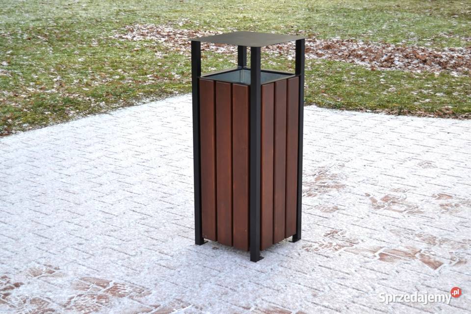 Kosz uliczny parkowy miejski z daszkiem 35l Kraków