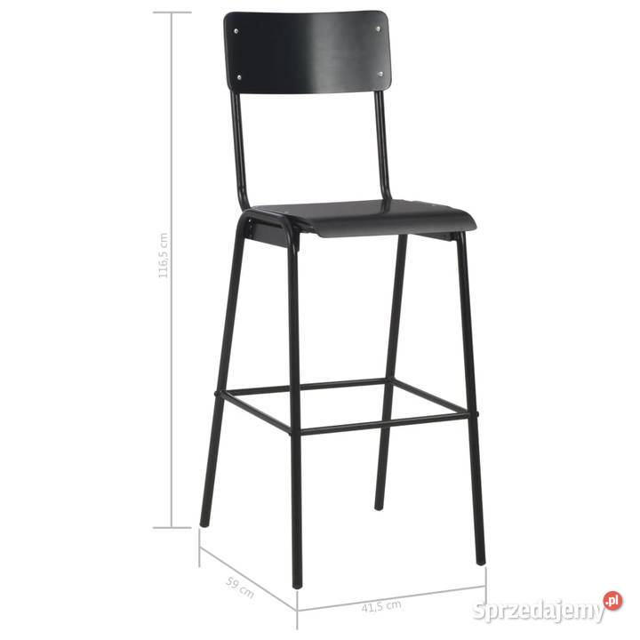 vidaXL Krzesła barowe 2 czarne sklejka i stal