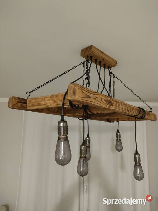 Ręcznie robiona lampa ze starego drewna Vintage Gdańsk sprzedam