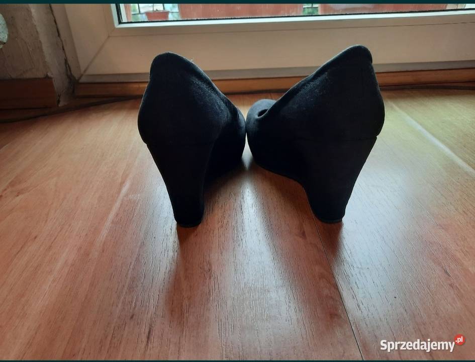 Buty r 38 czarne na koturnie do negocjacji inna Kraków sprzedam