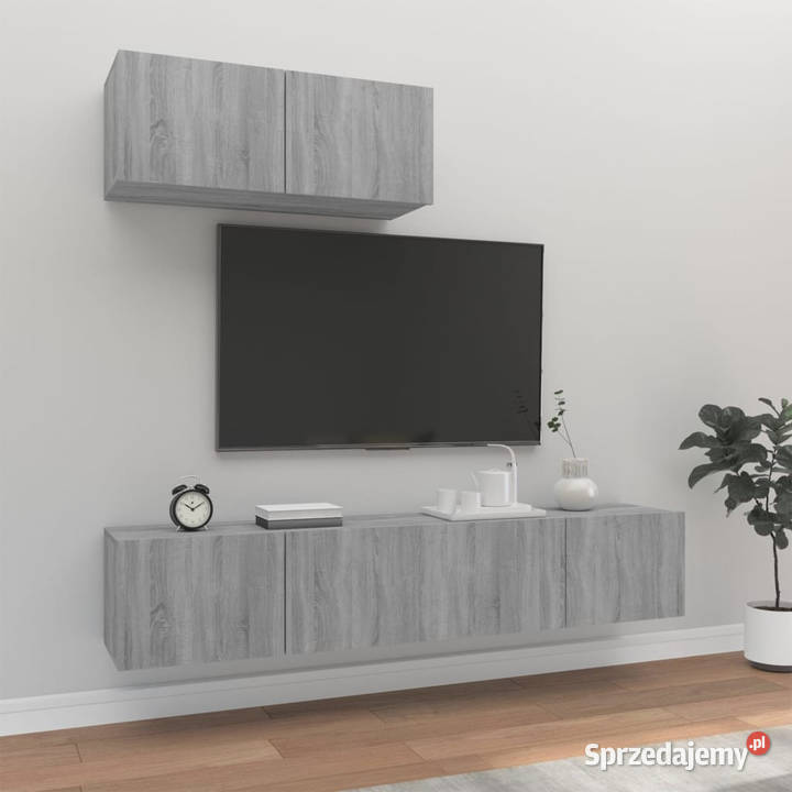 Zestaw 3 szafek TV szary dąb sonoma materiał mazowieckie Warszawa sprzedam