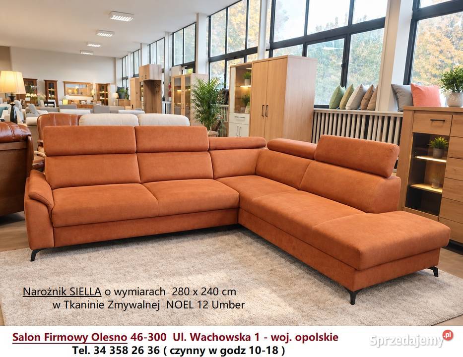 Nowy Narożnik SIELLA 280 x 240 Tkanina Zmywalna Olesno