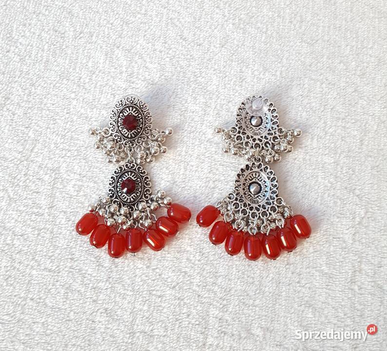 Długie kolczyki orientalne retro srebrny kolor