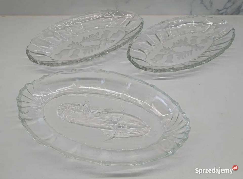 Zestaw półmisek salaterek szklanych z lat PRLu