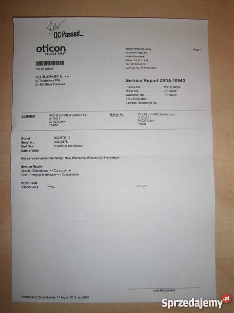 Aparat słuchowy OTICON INO BTE lubelskie Biała Podlaska