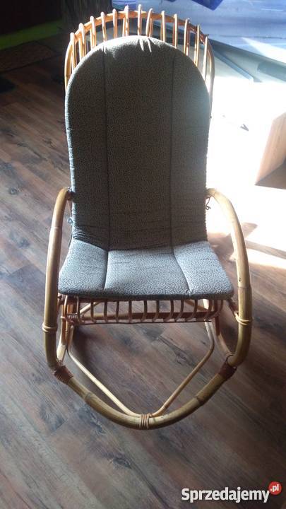 Fotel bujany bambusowy solidny z poduszką Fotele i pufy dolnośląskie Wrocław sprzedam