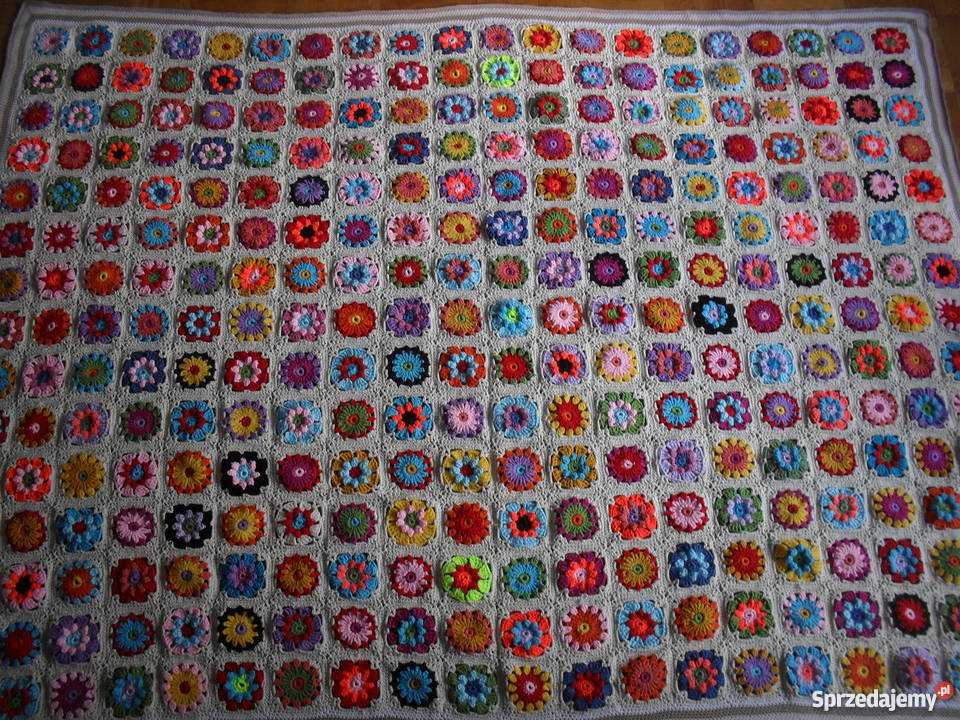 Narzuta koc pled szydełkowy patchwork rękodzieło kujawsko-pomorskie Grudziądz