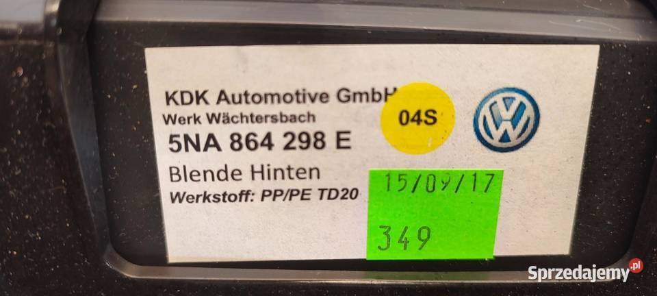 VW TIGUAN II KRATKA TUNELU PANEL 5NA864298G dolnośląskie sprzedam