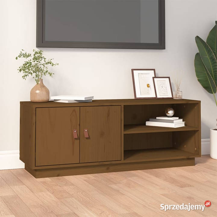 Szafka pod TV miodowy brąz 105x34x40 lite drewno Warszawa