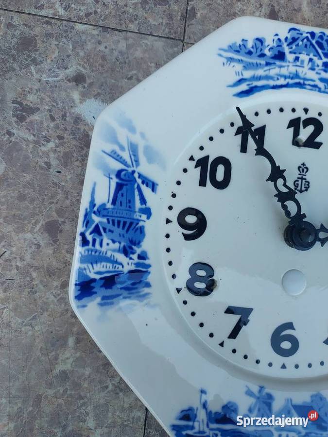 Q25 Stary zegar ścienny GB kuchenny fajans pomorskie Tczew