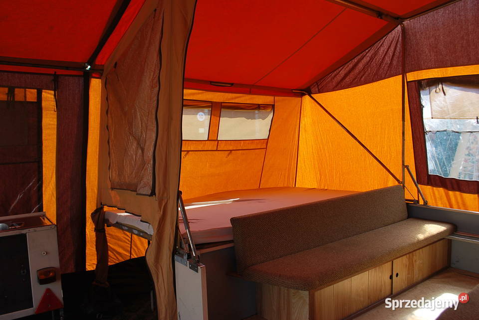 RETRO PRZYCZEPA KEMPINGOWA NAMIOTOWA SCOUT 1987 Kempingowe mazowieckie Grzebowilk