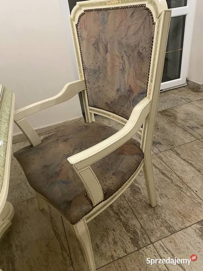 stół z krzesłami kolonialny włoski biały Radomsko