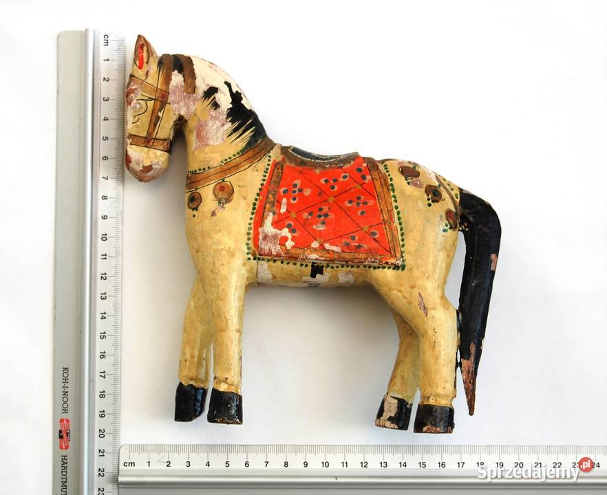 Koń indyjski rzeźba drewniana malowana indyjska Lublin