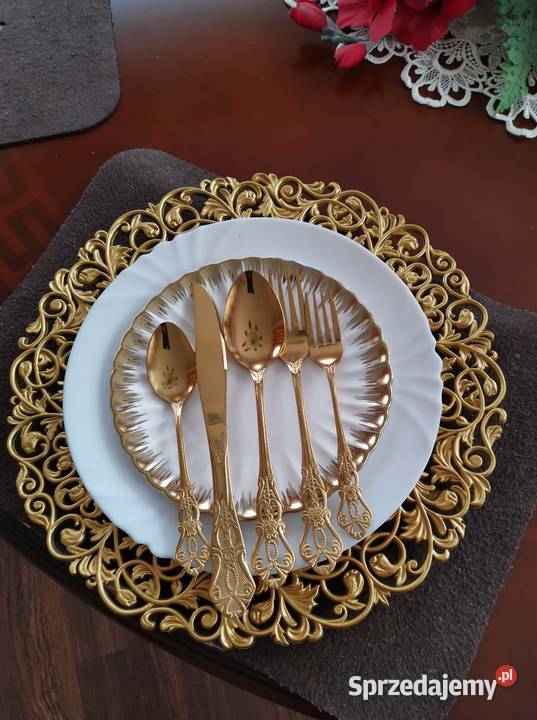 Zestaw 30 złotych sztućców Sztućce Lędziny