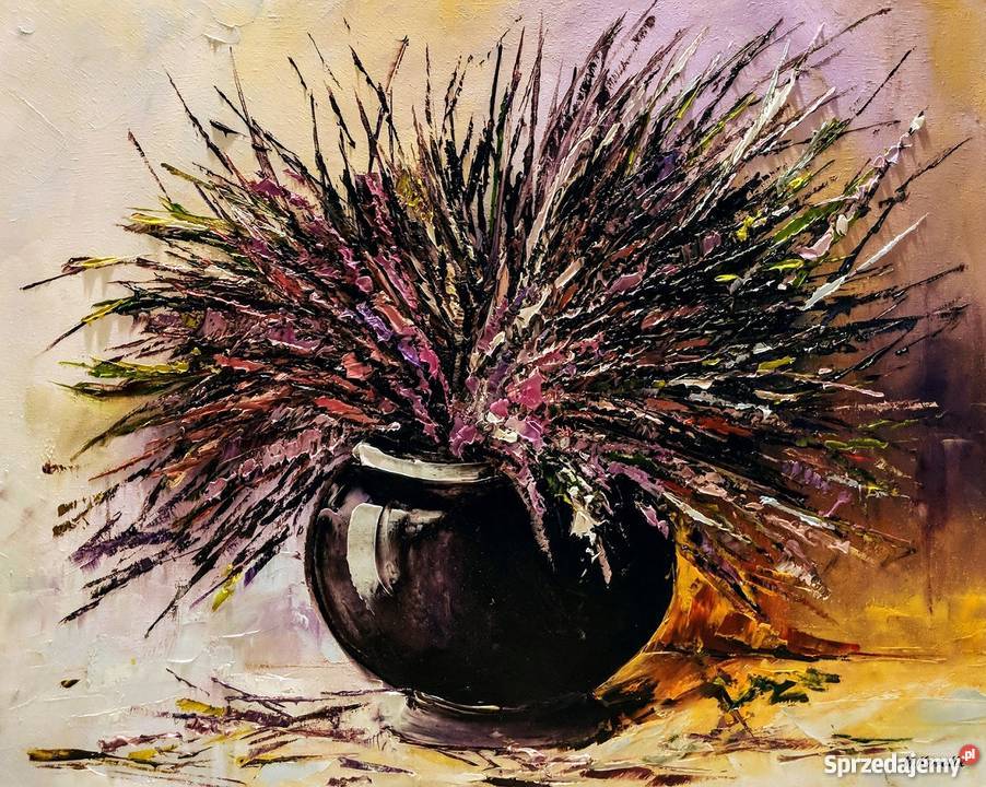 Kowalik Wrzosy obraz olejny 50x40 Warszawa