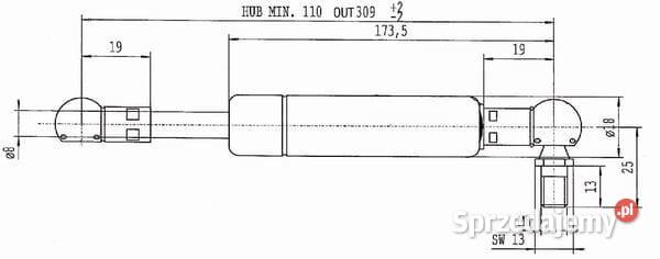Sprężyna gazowa L309 mm 270N Stabilus CA960942 Kamionna