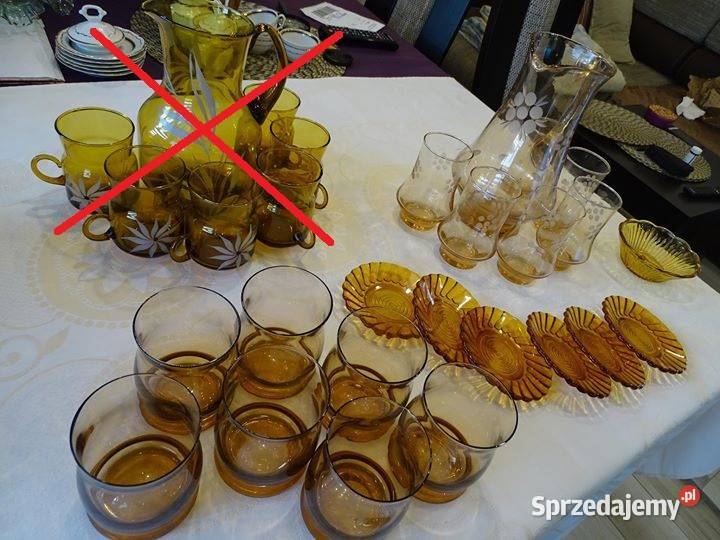 Bursztynowe talerzyki z huty Laura Tarnów Ceramika i szkło Ceramika i szkło Łódź