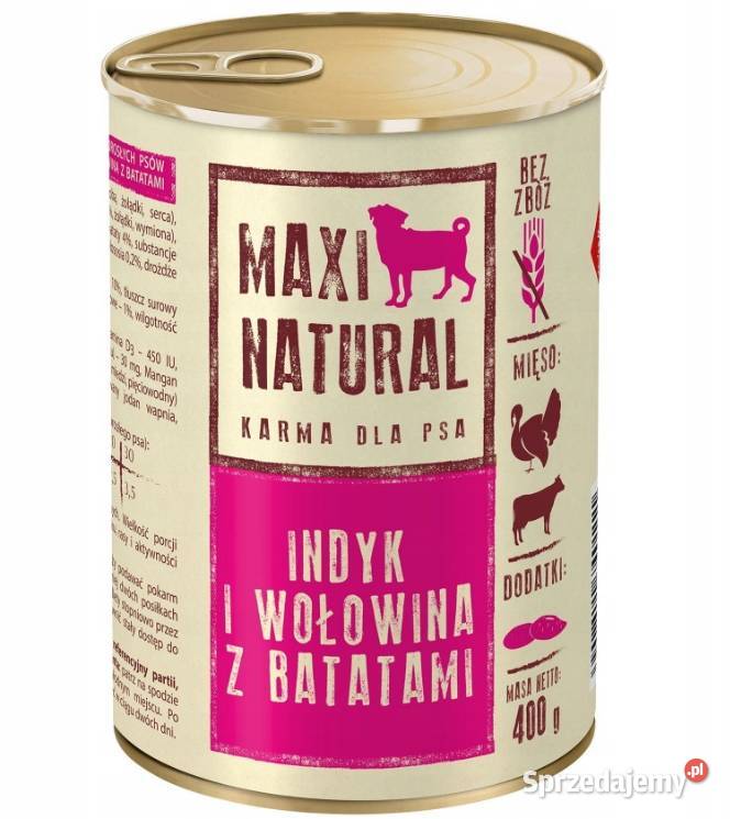 MAXI NATURAL Karma mokra dla psów bez zbóż Z INDYKIEM 400g
