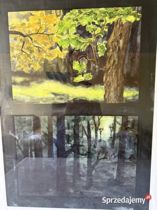 Duży Unikatowy Obraz Pejzaż Leśny Malowany Czerwionka-Leszczyny