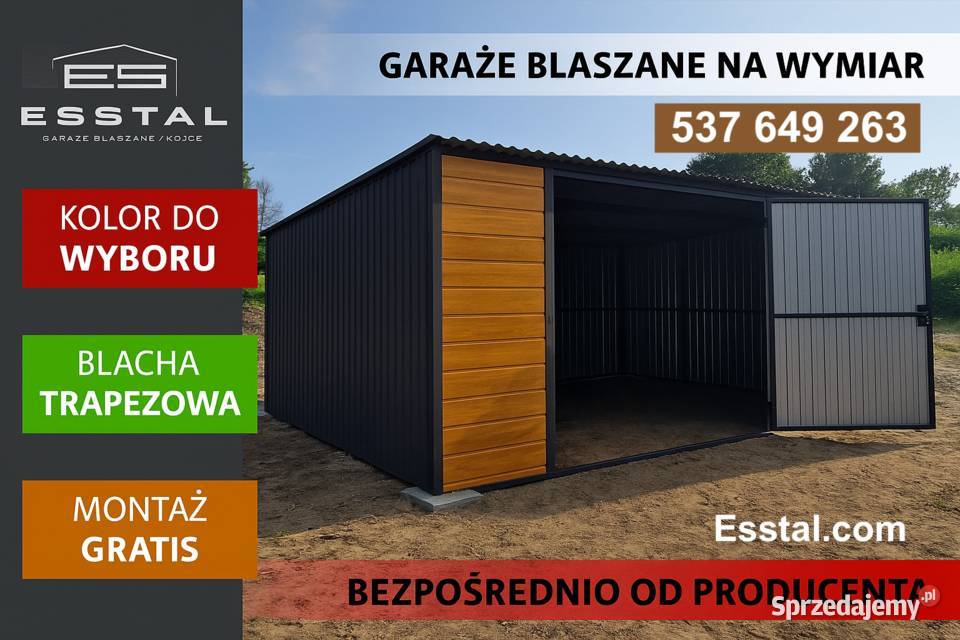 Garaż Blaszany GRAFIT ZŁOTY DĄB Garaże Blaszane 20m2 Sprzedaż Jarocin
