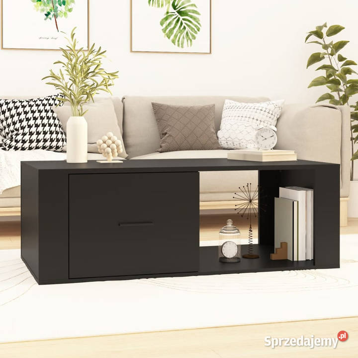 Stolik kawowy czarny 100x505x35 materiał