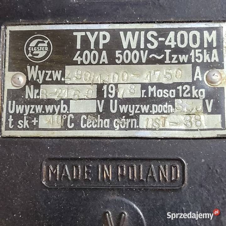 Wyłączniki mocy WIS 400 AGREGATOWY agregat Skierniewice