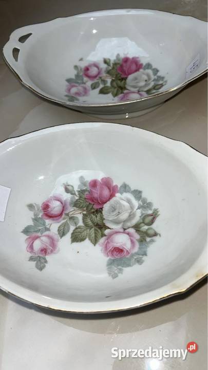 2 Porcelanowe miseczki paterki Owalne Z różami