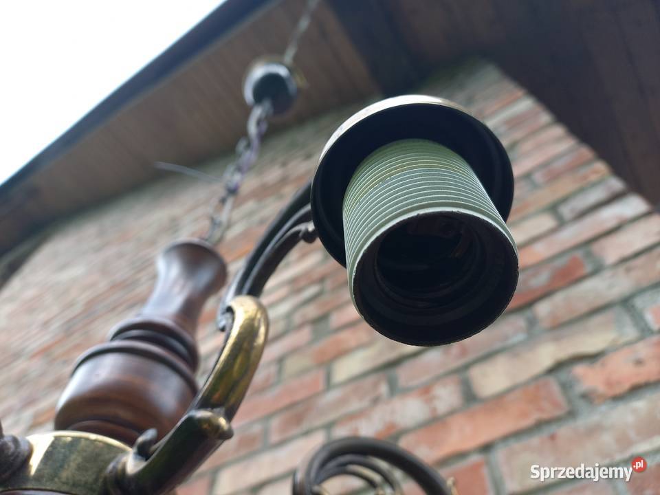 Żyrandol 5 ramienny drewniany metalowy szklane Gawroniec sprzedam