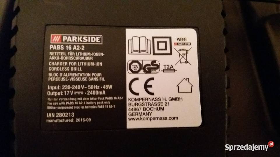 Ładowarka walizka Parkside 16V dolnośląskie Wrocław