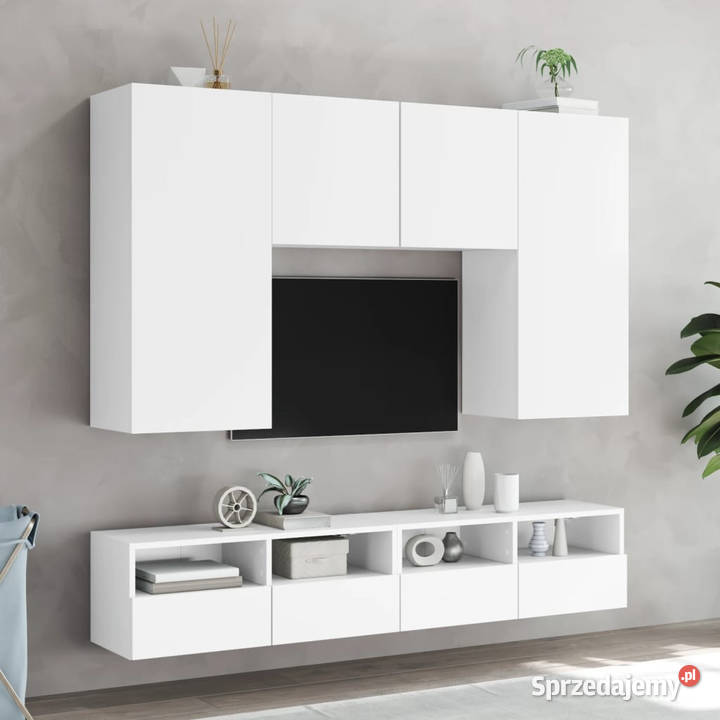 Ścienna szafka TV biała 80x30x30 materiał Warszawa
