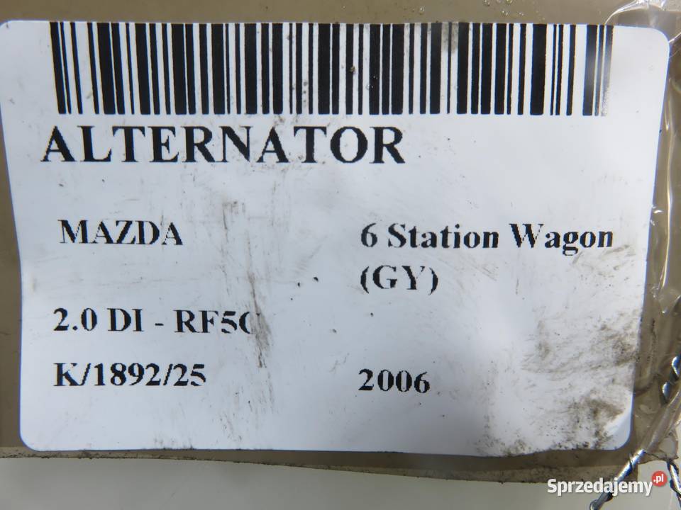ALTERNATOR MAZDA 6 Station Wagon 20 DI A3TB6581 Układ elektryczny silnika