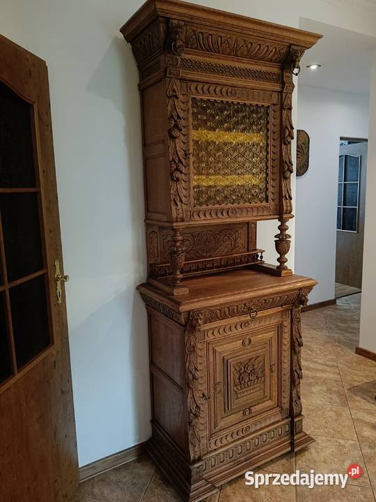 Kredens witryna eklektyczna Francja antyk 49cm Kredensy i witryny
