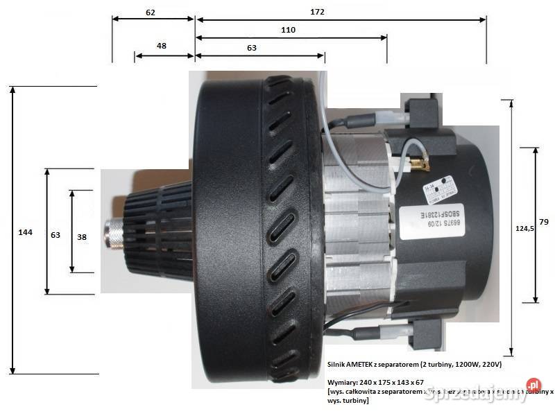 Silnik motor z separatorem 2turbiny 1200W Czeladź sprzedam