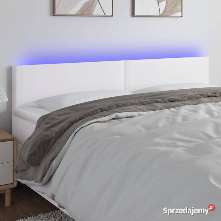 Zagłówek do łóżka z LED biały 160x5x7888 Warszawa