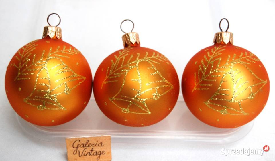 Bombki szklane złote ręcznie malowane brokat 3 sprzedam